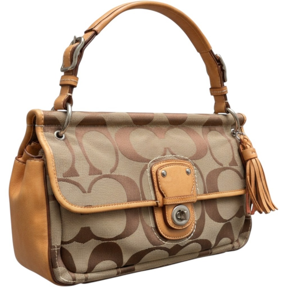 Rare Coach 70th Anniversary Hamptons Signature Jacquard Shoulder Bag Brown 19033